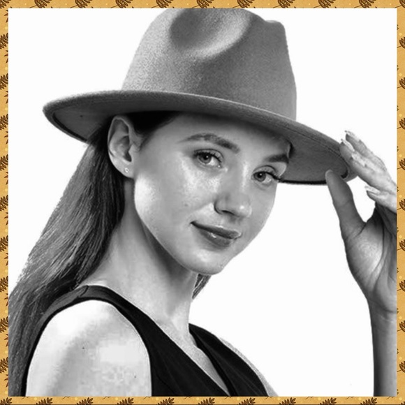 HP✨BROWN FEDORA WIDE BRIM FELT STRUCTURED HAT-NEW - Picture 2 of 6